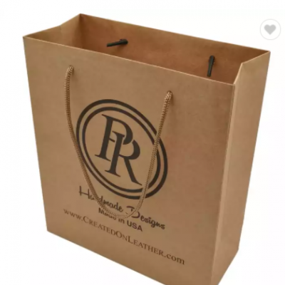 Custom logo printed brown kraft shopping paperbag