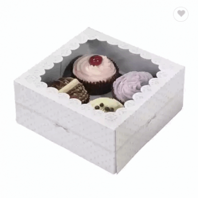 Customized PVC Window Cupcake Cake Box Paper Packaging