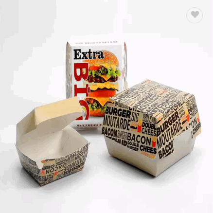 Burger Box Custom Printed Foldable Cardboard Hamburger Packaging Paper Burger Box / 6