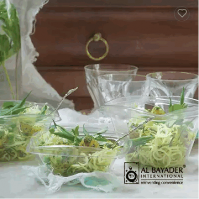 Disposable plastic salad bowl with lid
