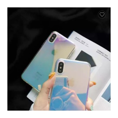 Laser Glitter Case Compatible with iPhone 12 Glossy Gradient Colorful Transparent Mirror Slim Thin P