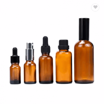 Wholesale 5ml 10ml 15ml 20ml 30ml 50ml 100ml amber glass essential oil bottle with dropper