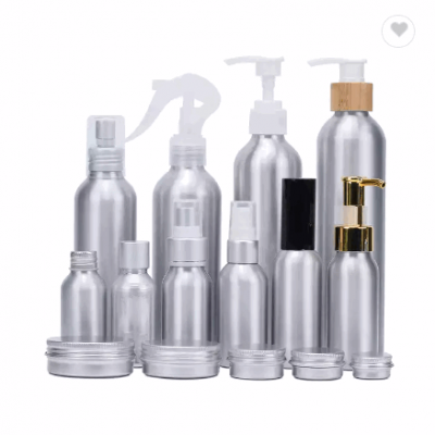 30ml 50ml 60ml 120ml 250ml 100ml aluminum bottle with plastic pump sprayer