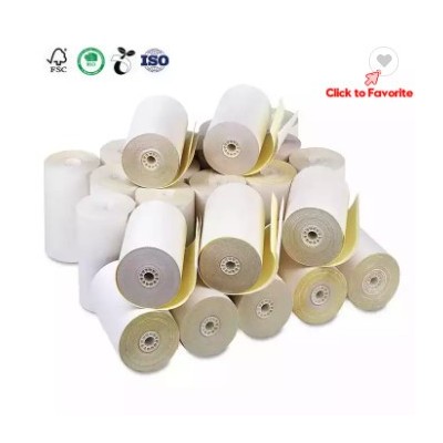 Tengen Free Samples (50 Rolls) 3 1/4" x 85' 2-ply White Canary Carbonless Paper Rolls