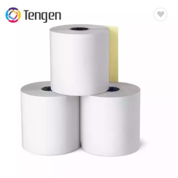 Tengen Free Samples (50 Rolls) 3 1/4" x 85' 2-ply White Canary Carbonless Paper Rolls / 2