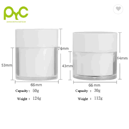 Hot Sale White Plastic Airless Pump Acrylic Vacuum Cream Jar Cylinder Round Small Cosmetic Jar / 1