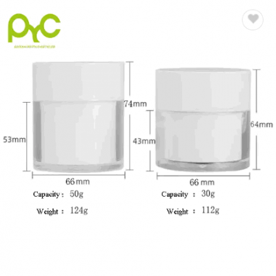 Hot Sale White Plastic Airless Pump Acrylic Vacuum Cream Jar Cylinder Round Small Cosmetic Jar