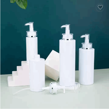 Luxury 200ml 300ml 400ml 500ml white PET plastic shampoo bottle shower gel bottle with lotion pump / 3