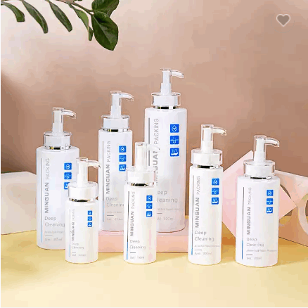 Luxury 200ml 300ml 400ml 500ml white PET plastic shampoo bottle shower gel bottle with lotion pump / 4