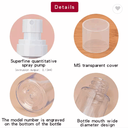 45ML 60ML 80ML100ML Transparent Plastic Lotion Pump Bottle with Spray Bottle and Pump Bottle / 4