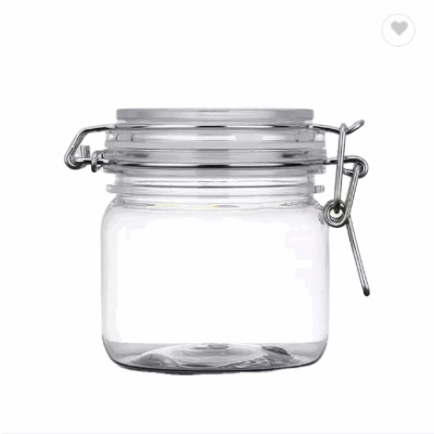 Kitchen Storage Airtight 300ml 10oz Plastic Spice Clip Jars with Spoon