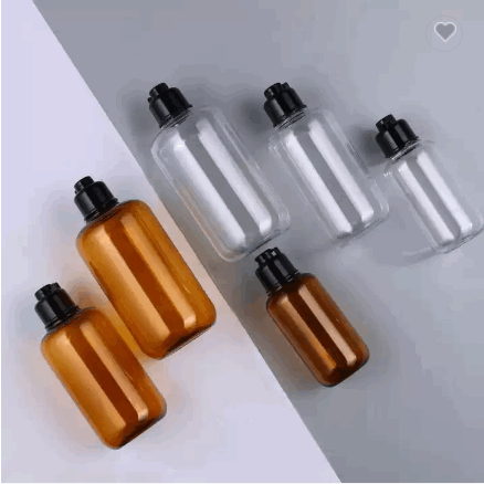Brown Pet Pure Dew Cosmetic Lid Packaging Plastic Bottle 100ml 200ml 300ml / 5