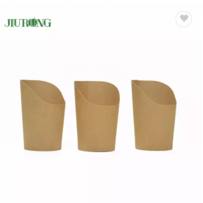 Supplier Environmentally Friendly Disposable Custom Logo Printed Round Kraft Paper Cups for French F