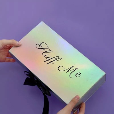Factory Custom sliver Holographic Packaging Box Gift Box paper Magnet Holographic Box