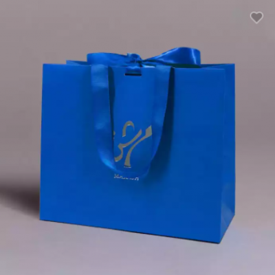 Custom Luxury Hot Foiled Silver Logo Paper Gift Shopping Bags Personalized Handle Paper bags With Ri