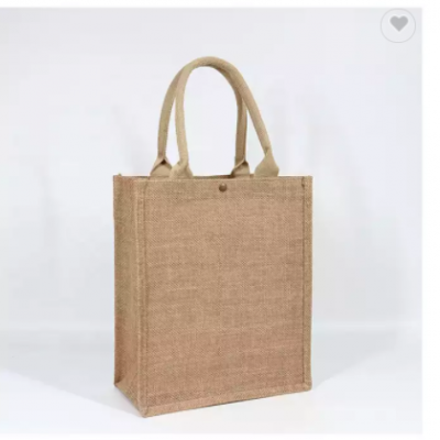 Personalized Private Label Pattern Printing Shopping Carry Natural Brown Jute Tote Bag For Gifts