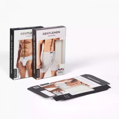Custom Logo Packaging Underwear Small Cardboard Carton Mailer Underpants Men Paper Folding Box with