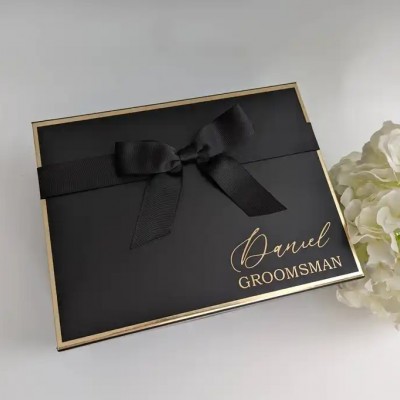 Manufacturer Custom Print Black And Gold Foil Folding Paper Cardboard Empty Magnetic Surprise Gift P