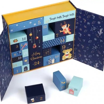 Amazon Hot Sell Custom Empty Christmas Advent Cardboard Calendar Refillable Countdown Calendar With 