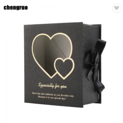Chengruo Stock Cajas Carton Verpackung Personalizadas Heart window Foldable Book Style Gift Packagin