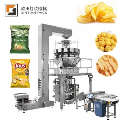 Snacks food potato Chips Packaging 10/14 Head Weigher Granule Automatic Packing Machine