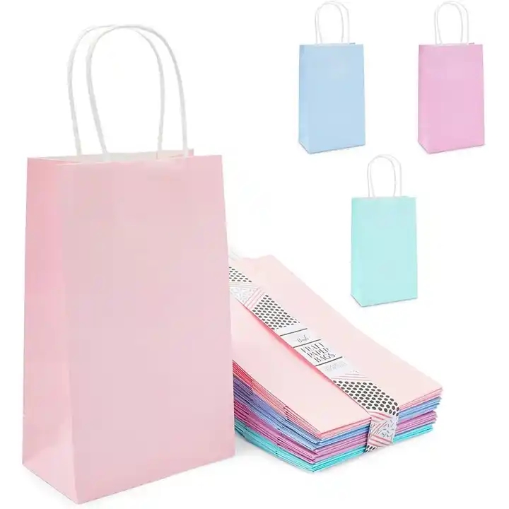 Small Pastel Paper Gift Bags Bulk with Handles for Mermaid Birthday Party Favors / 1