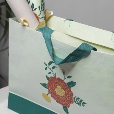 Kraft Thick Paper Carry Flower Print Paper Diwali Christmas New Year Gift Bags