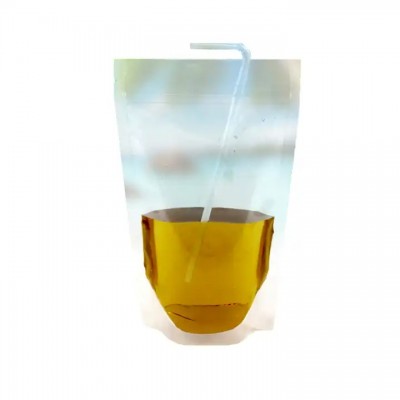 500ml Juice stand up spout drink beverage pouch with straw