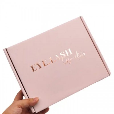 Design Packaging Cardboard Gift Boxes Custom Unique Rose Gold Foil Light Pink Corrugated Shipping Ma