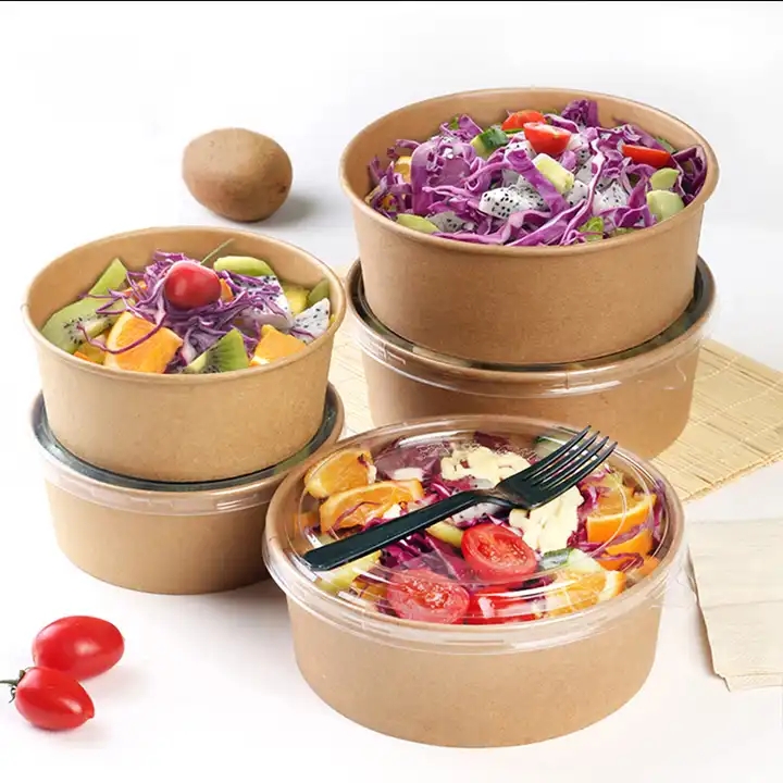 Custom Disposable Salad Bowl Wholesale Round Paper Bowl Restaurant Supplies Disposable / 1