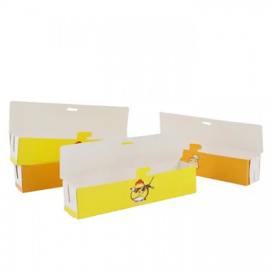 OEM korean disposable food grade paper sandwich hot dog food packaging box custom logo for corn dog 
