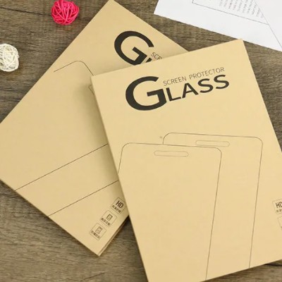 custom paper retail mobile phone tempered glass packing packaging box screen protector packaging / 1